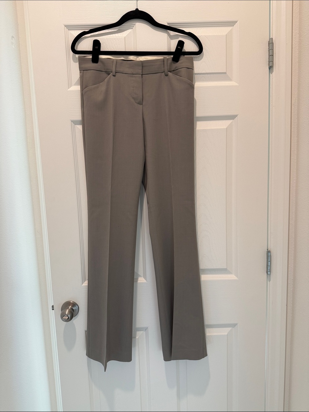 Theory Taupe Boot-Cut Dress Pants color, grey olives, size 4